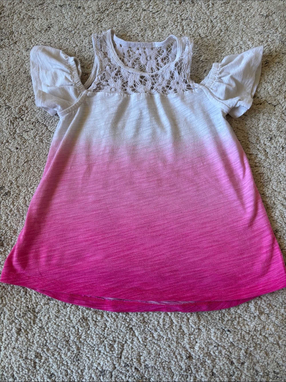 George Lace Yoke Ombre Cold Shoulder Girls Pink Top Kids Size XS